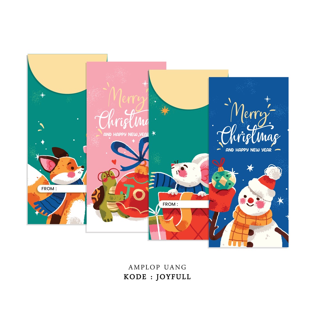 

(ISI 8 PCS) AMPLOP NATAL CUSTOM NAMA | ANGPAU CHRISTMAS PREMIUM - JOYFULL SET