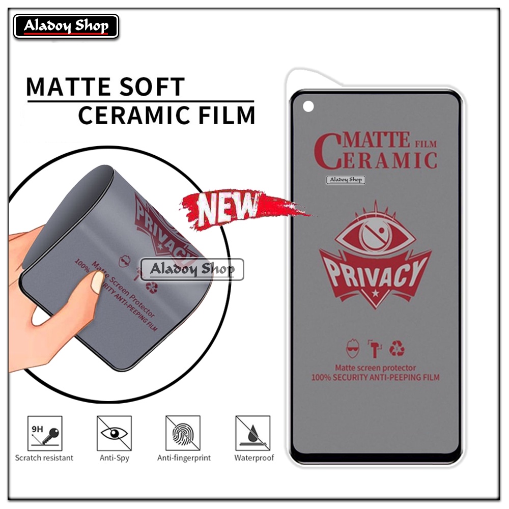 Tempered Glass Anti SPY Realme Narzo 30A Anti Gores Privacy + Tempered Glass kamera dan Skin Carbon