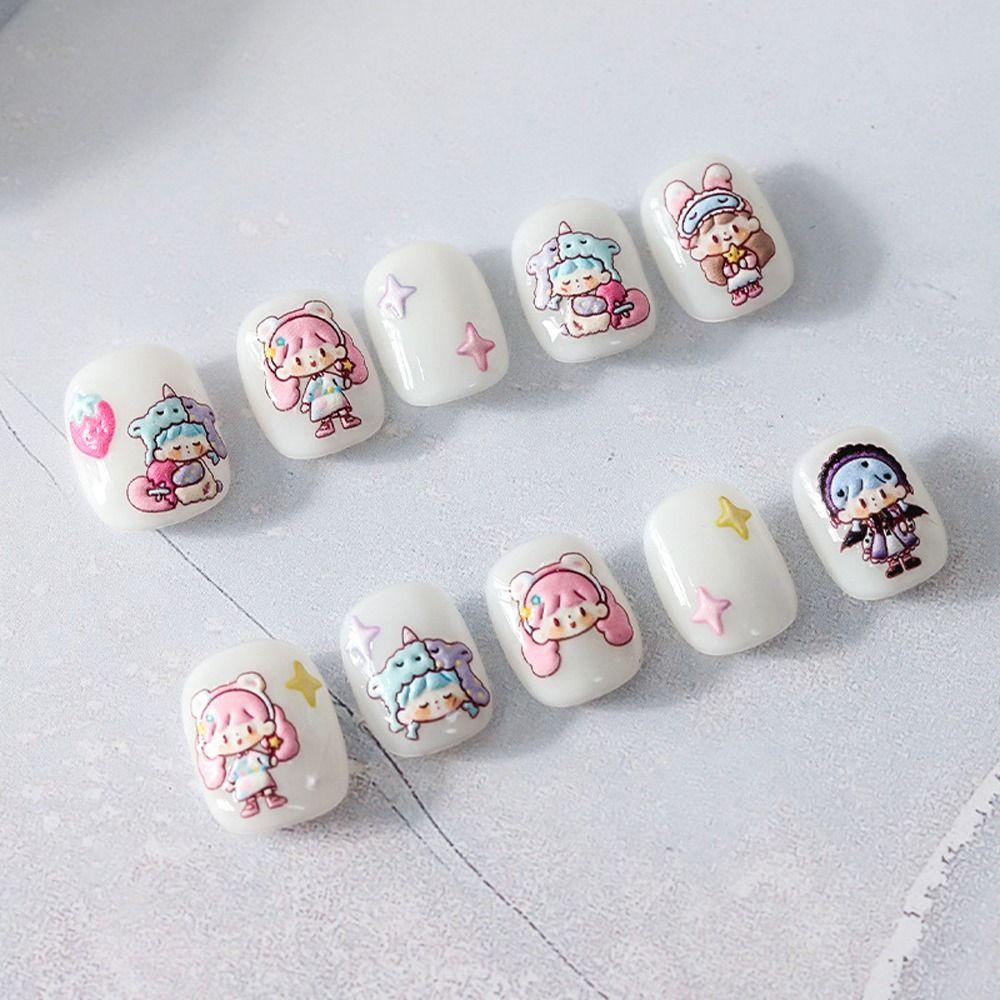 Needway   Kartun Stiker Kuku Wanita Fashion Pelangi Manikur Aksesoris Boneka Anjing Nail Art Dekorasi