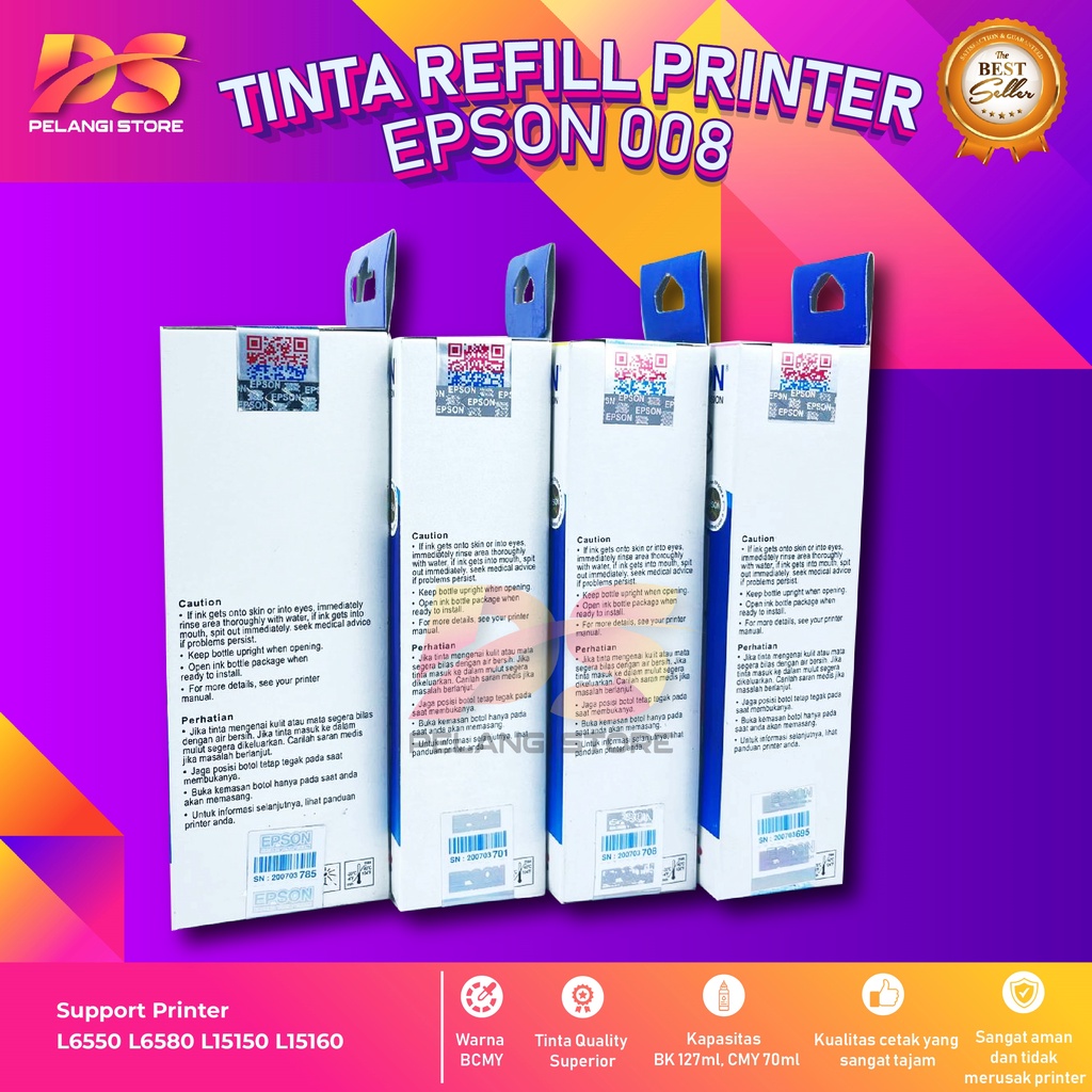 Tinta Epson 008 Tinta Printer L6550 L6580 L15150 L15160 Warehouse Sale