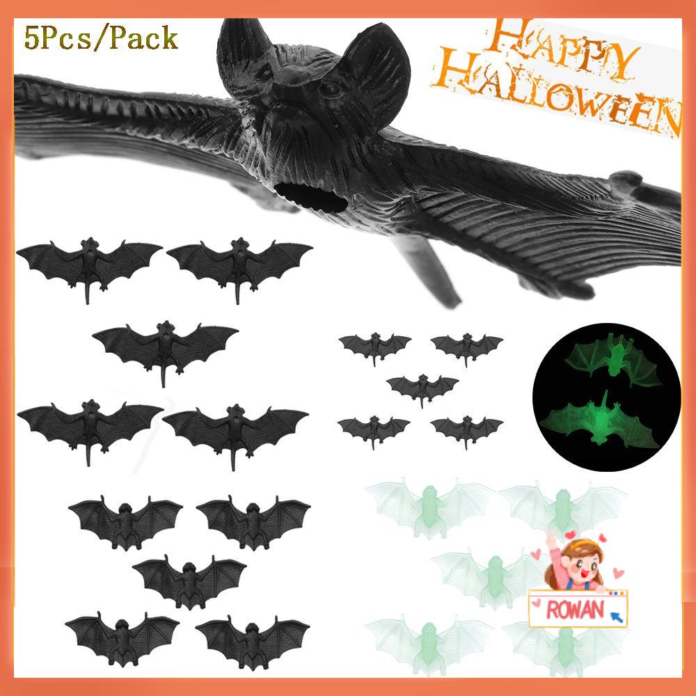 R-flower 5Pcs/Pack Plastik Palsu Kelelawar Perlengkapan Pesta DIY Dekorasi Halloween Luminous Bat