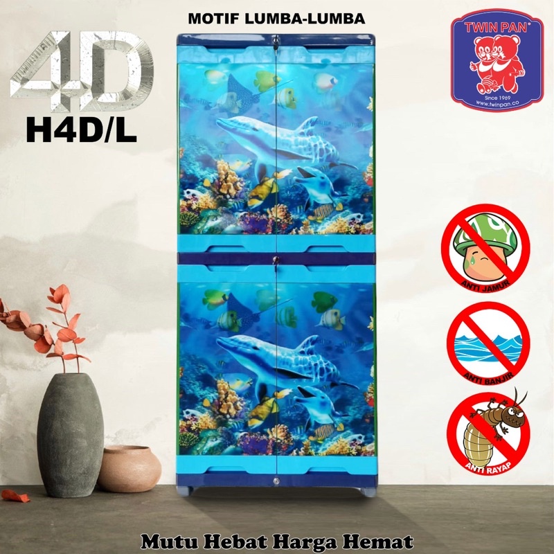 Lemari Pakaian Plastik Twinpan 4D