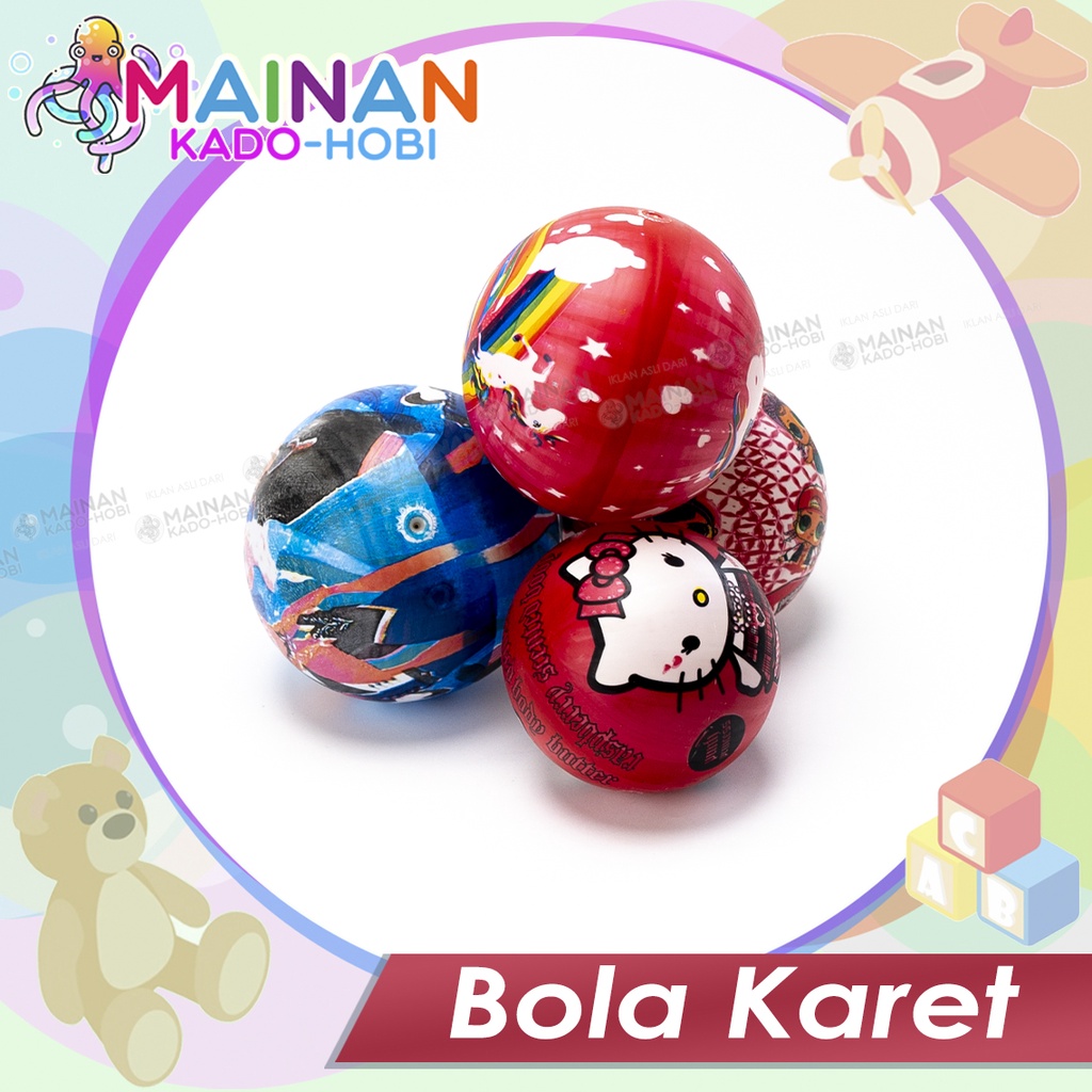 MAINAN ANAK PEREMPUAN RUBBER BALL BOLA KARET KARAKTER KARTUN