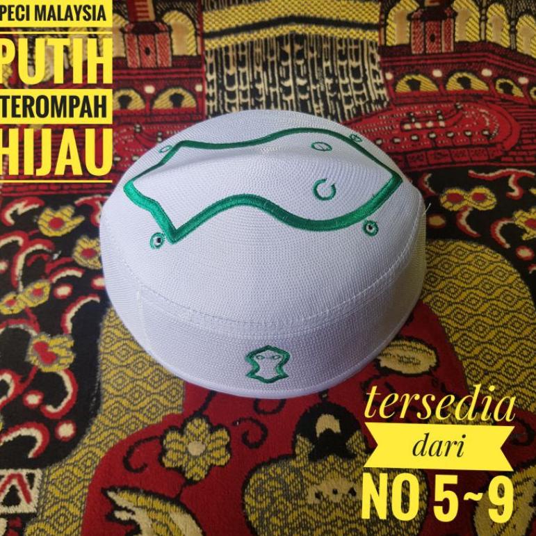 わ Peci Malaysia Putih Kopyah Songkok Malaysia Putih Terompah Hijau ヴ