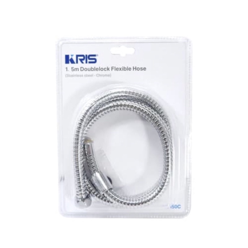 KRIS SELANG FLEKSIBEL SHOWER 1.5M/ACE  FLEXIBLE HOSE KRIS 1.5M CHROME DBLOCK150/ACE SELANG SHOWER MANDI/AKSESORIS KAMAR MANDI