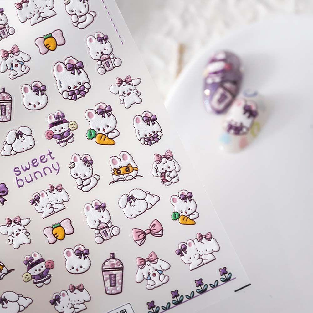 AUGUSTINA Agustina Stiker Kuku Imlek Wanita 3D Relief Tahun Baru Nail Art Manicure Aksesoris Karakter Cina Dekorasi Nail Art