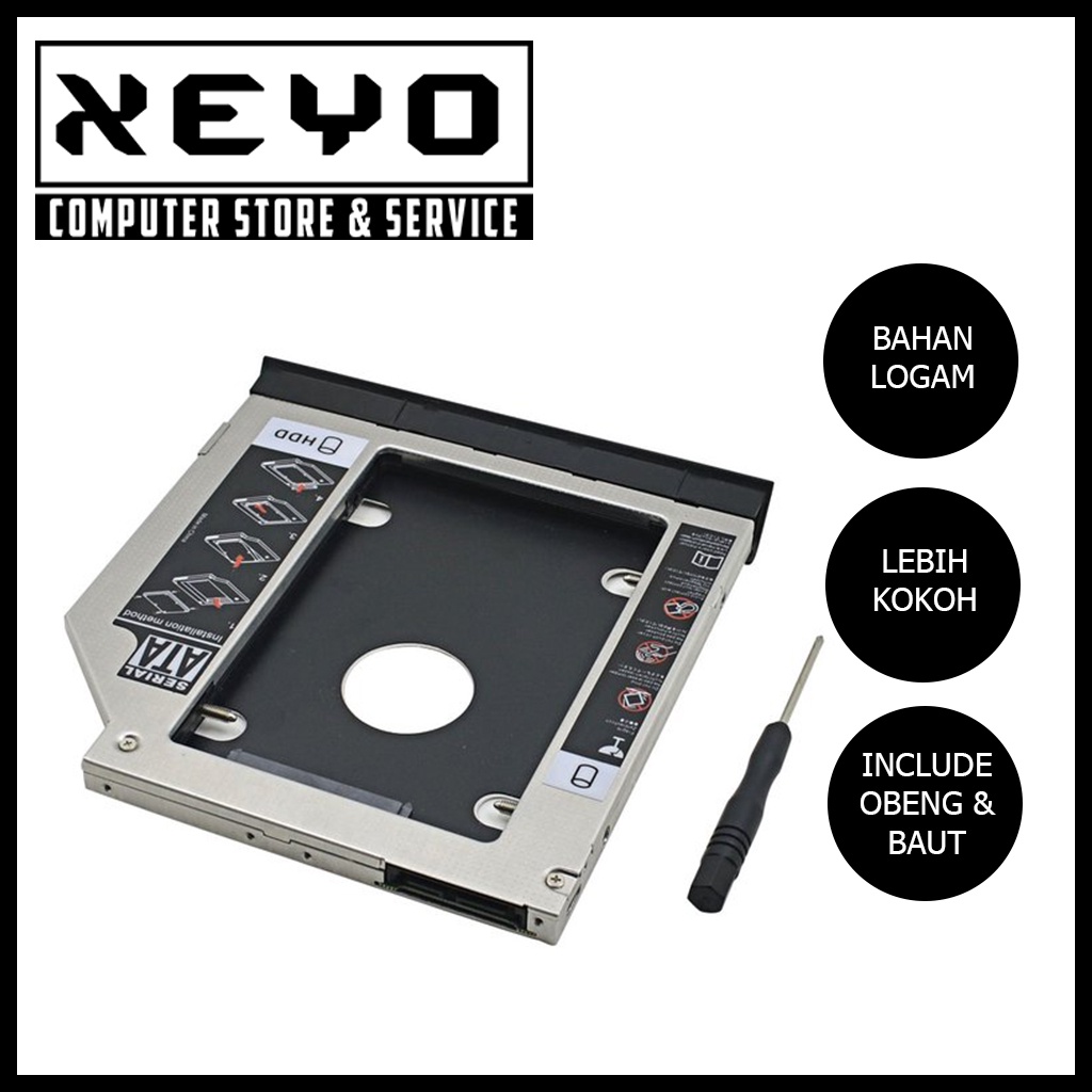 SSD HDD Caddy Slim 9.5mm SATA DVD Slot Hardisk Laptop 2.5 Inch