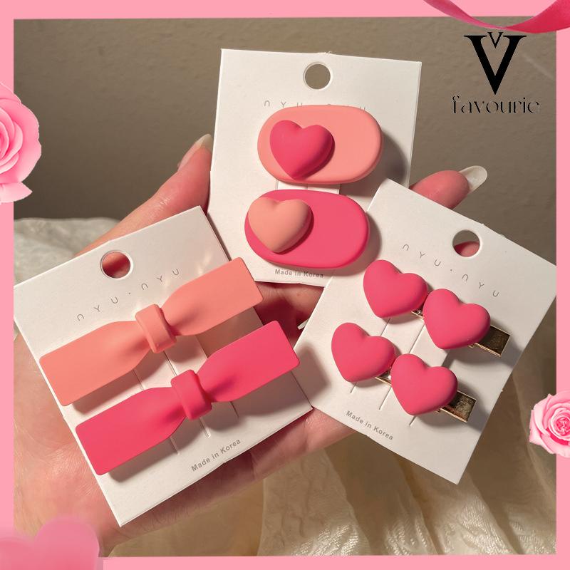 CODKlip Rambut Jantung Klip Samping Gadis Bow Side Duckbill Clip Hiasan Kepala-FA
