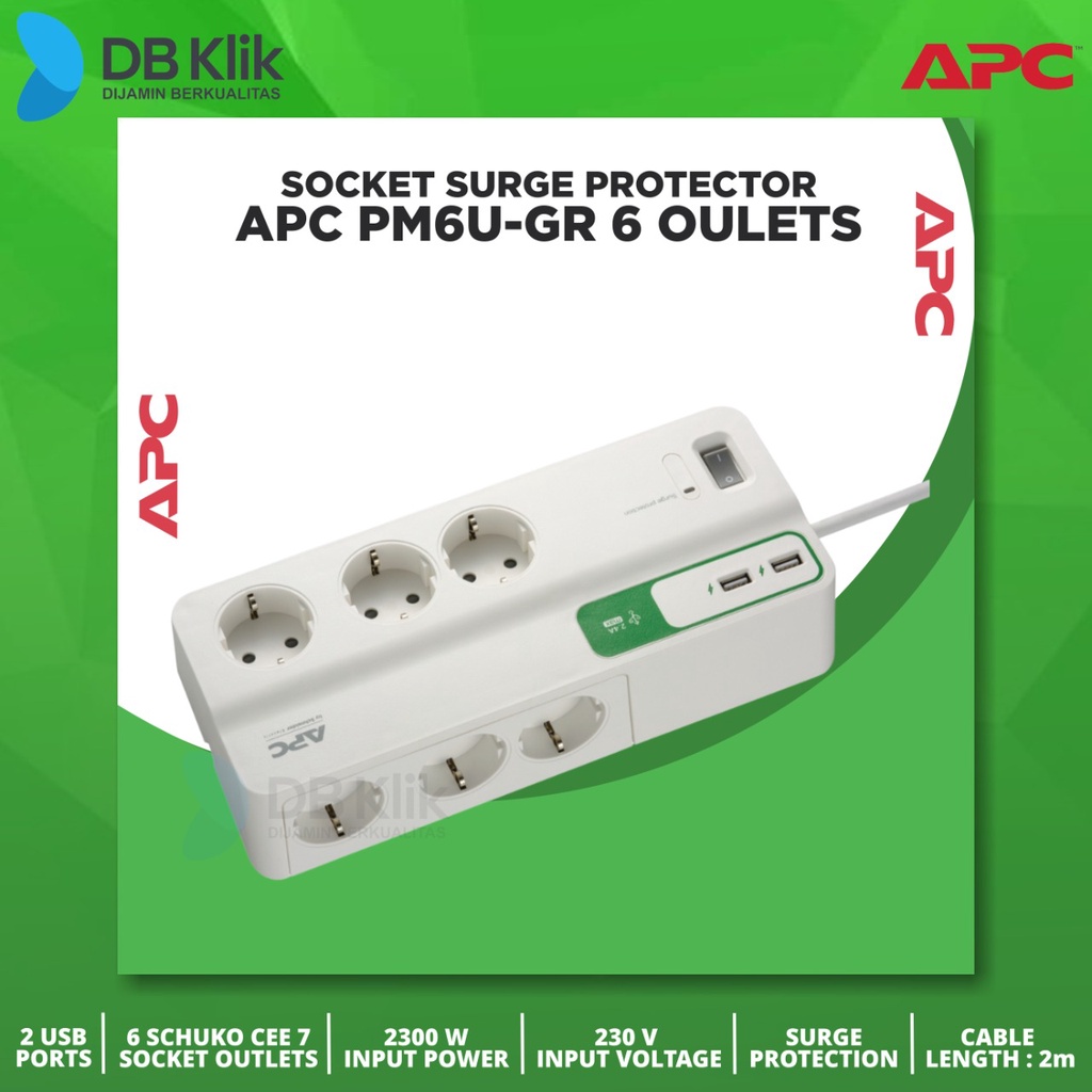 Socket Surge Protector APC PM6U-GR 6oulets- Colokan Anti Petir PM6U-GR