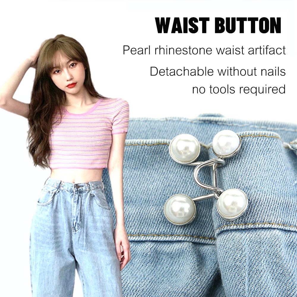 Jeans Extender Tombol Wanita Fashion Mengencangkan Pinggang Bros Adjustable Pinggang Gesper Extender Pinggang Klip Sederhana Untuk Longgar Denim Celana Rok Jeans Kartun