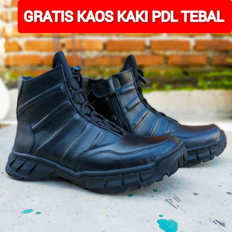 SEPATU PDL SATLANTAS  NINJA PENDEK FULL KULIT SAPI ASLI SEPATU PDL DINAS LAPANGAN TNI POLRI SECURITY SATPAM SEPATU PDL POLANTAS MODEL TERBARU