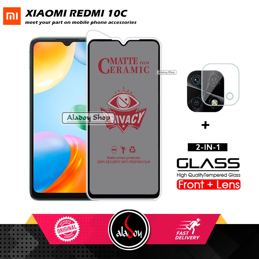 PAKET 2IN1 Anti Gores Privacy Xiaomi Redmi 10C + Tempered Glass Kamera