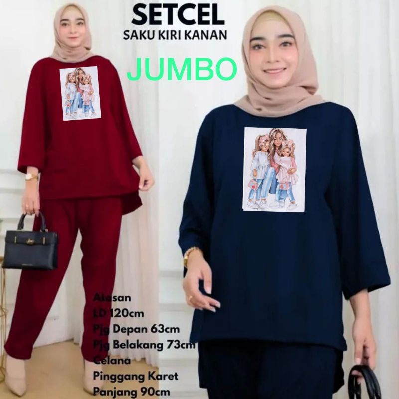 Setelan Kaos Wanita Dewasa Oversize Ld 130 cm Terbaru 2023 Viral Gambar DTF Bahan Kaos Babyterry Tangan 3/4 dan Celana Panjang One Set Wanita Dewasa Jumbo Kekinian Atasan Baju Wanita Dewasa Big Size Stelan Baju Wanita Santai Cewek MOMMY