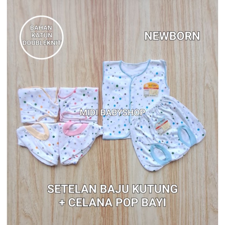 Setelan Baju Bayi Kutung Baru Lahir Polkadot Saffenda Baby SNI