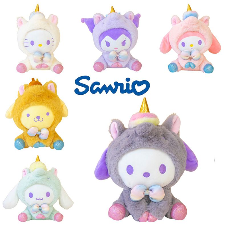 Soft-touch Sanrio Kuromi Hellokitty Melody Pachacco Cinnamoroll Unicorn Boneka Mainan Mewah Hadiah Anak