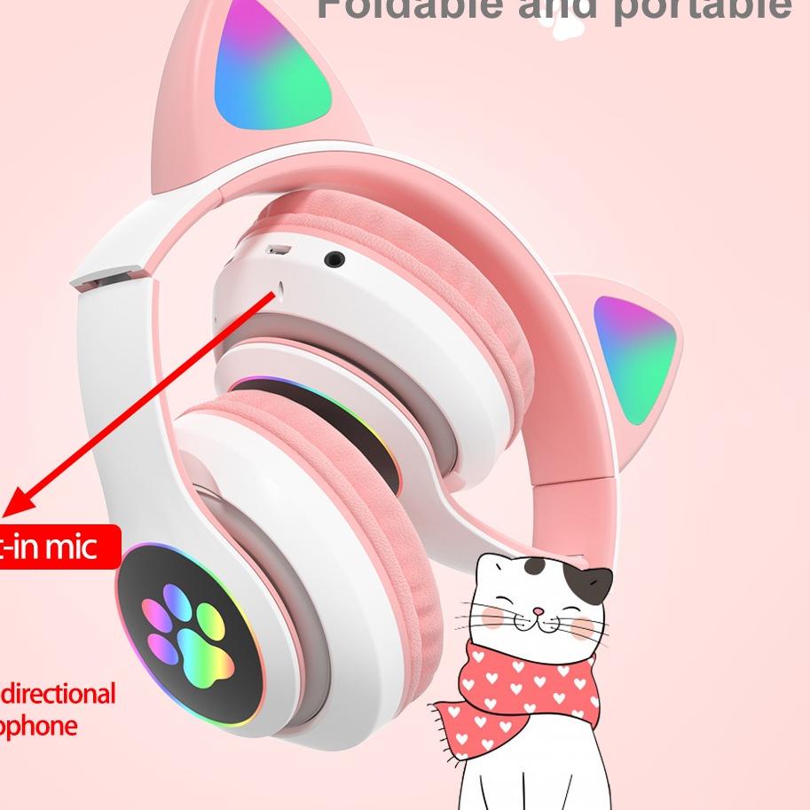 Terlaris FNC0S Headphone telinga kucing karakter Gaming Bluetooth airphone Wireless hansed bloototh 