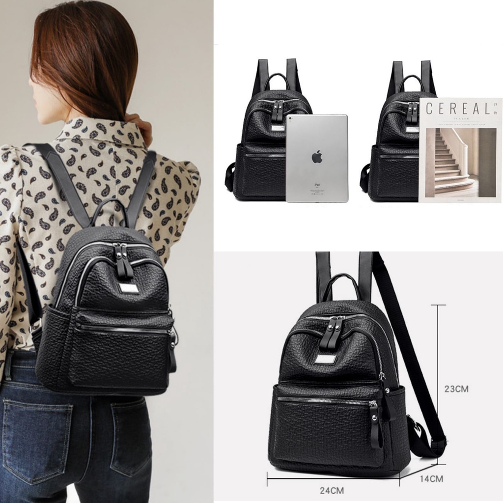 TAS RANSEL WANITA IMPORT KOREA KULIT CROCO HITAM CULTIVA TA717B5 BACKPACK SEKOLAH CEWEK KULIAH KERJA GENDONG PUNGGUNG BRANDED BATAM PREMIUM FASHION REMAJA KEKINIAN MURAH