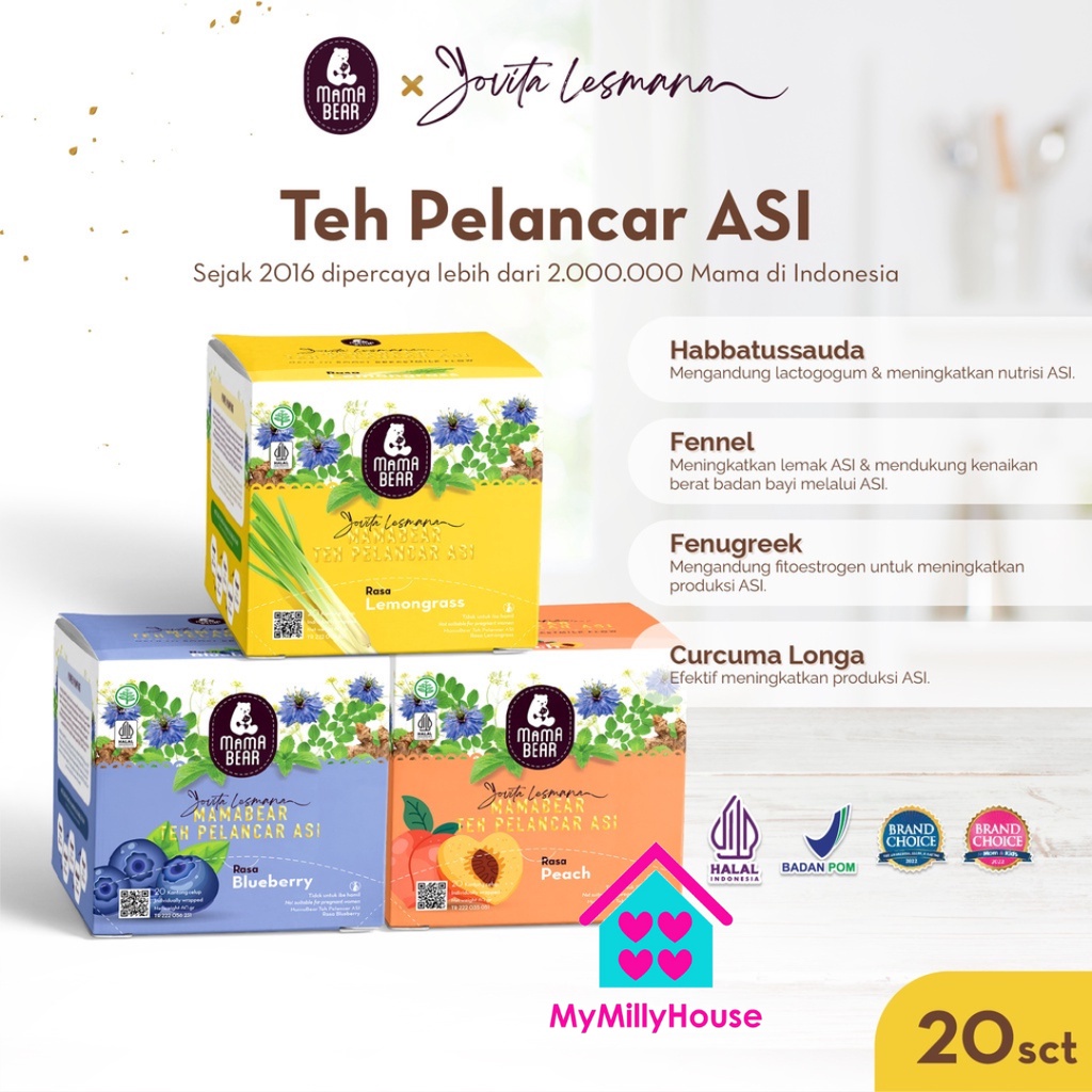 Mama Bear Teh Pelancar Asi / MamaBear Asi Booster Tea Peach Blueberry Lemongrass Original