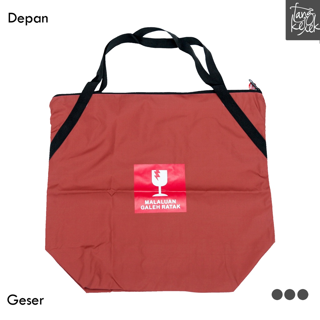 Tangkelek Tas Tote bag Malaluan Galeh Ratak Warna Orange Bata Gelap