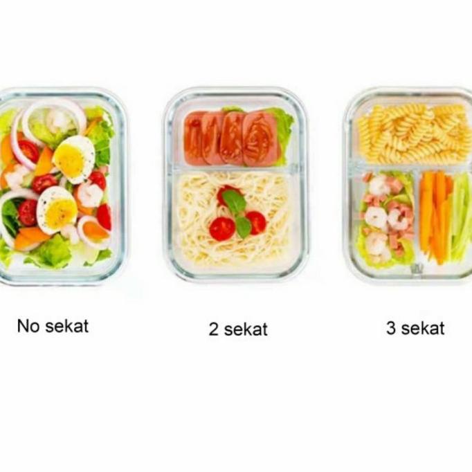 Kotak Makan Tempat Bekal Kaca Sekat