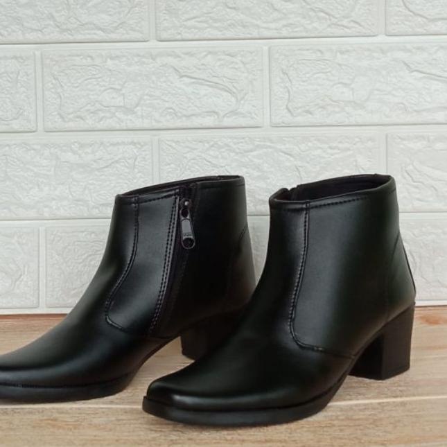 Terbaik Gucci CWE Sepatu Pantofel PDH PDL Boot Hak 3Cm Resleting Wanita Polwan Size 37-41 Hitam