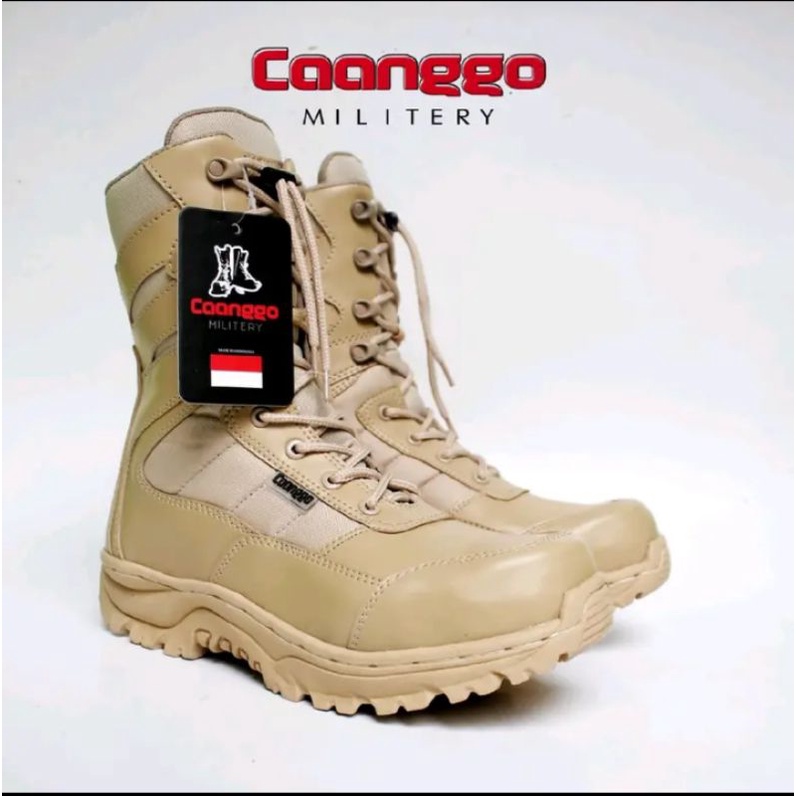 Sepatu pdl tactical boots safety cream mengkilap caanggo