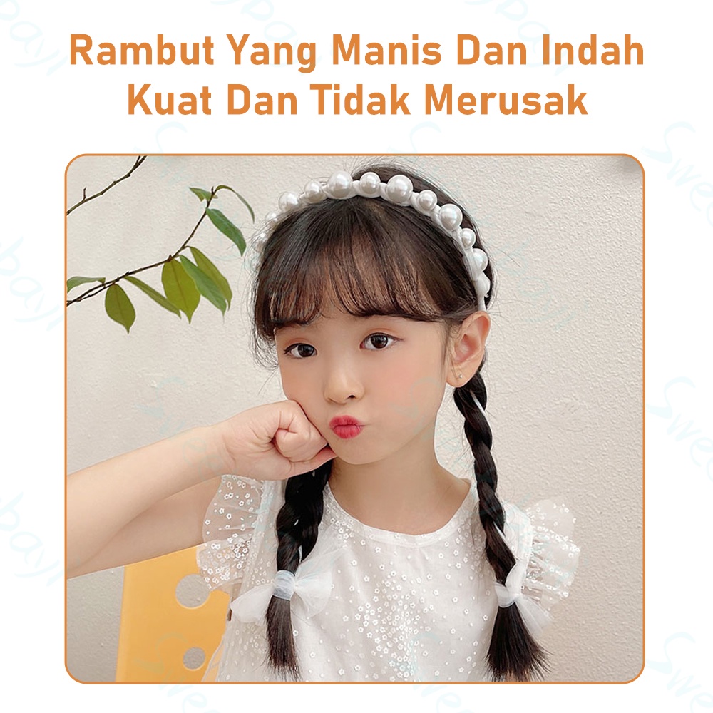 Sweetybayi Bando mutiara tali kepang lucu Headband bandana mutiara korea