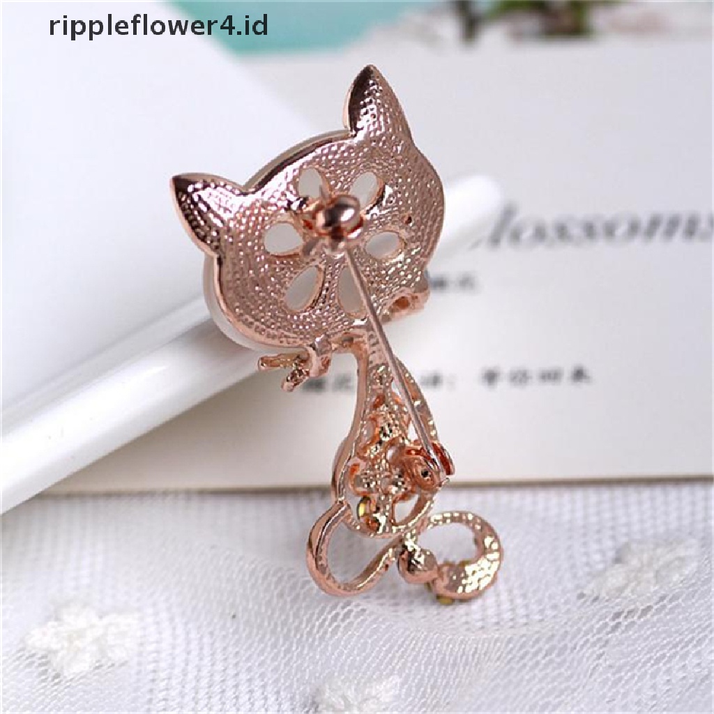 {rippleflower4.id} Bros Rubah Batu Opal Panas Wanita Fashion Hewan Lucu Pin Bros Perhiasan~