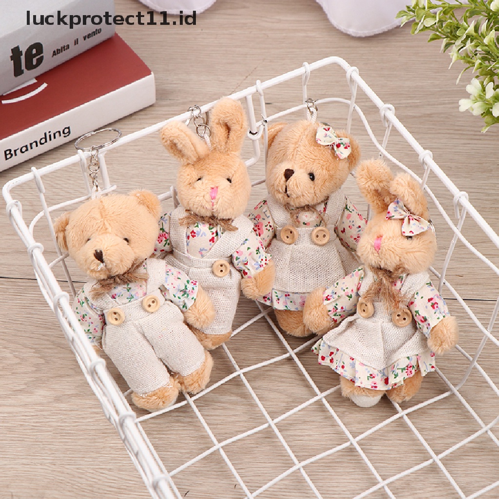 /Fashion Hot// Fashion Hot// Gadis Lucu Gaya Negara Linen Teddy Bear Gantungan Kunci Wanita Pasangan Kelinci Keying Bag Mobil Pernak Pernik Mainan Mewah Liontin Mainan Hadiah.