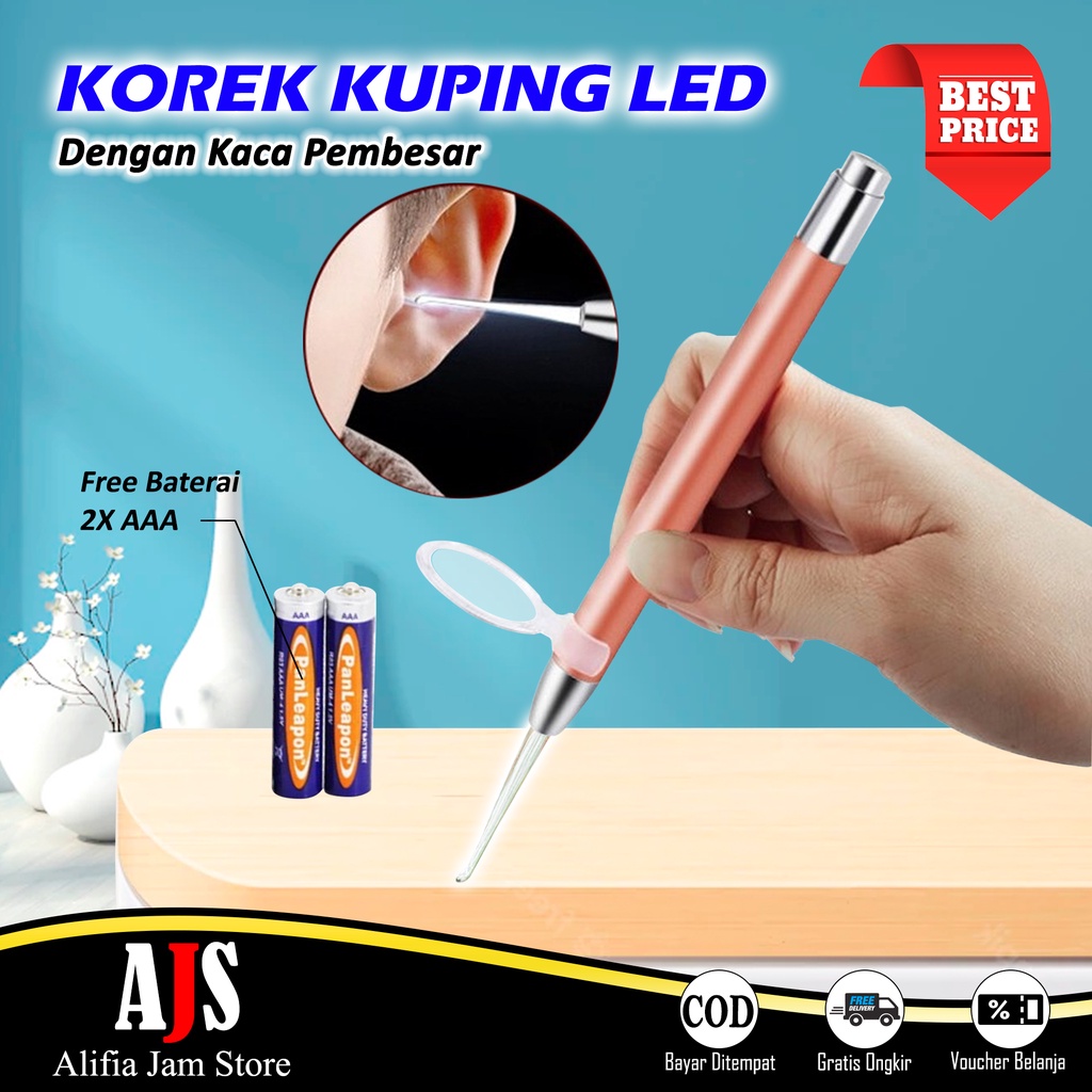 Korek Kuping LED Senter Anak dan Dewasa Alat Pembersih Kotoran Telinga Lampu Dengan Kaca Pembesar