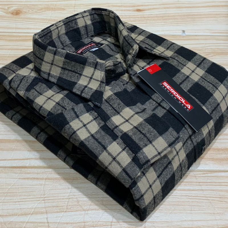 Hem kemeja flanel super jumbo size 5XL 6XL lengan panjang SERDIOLA