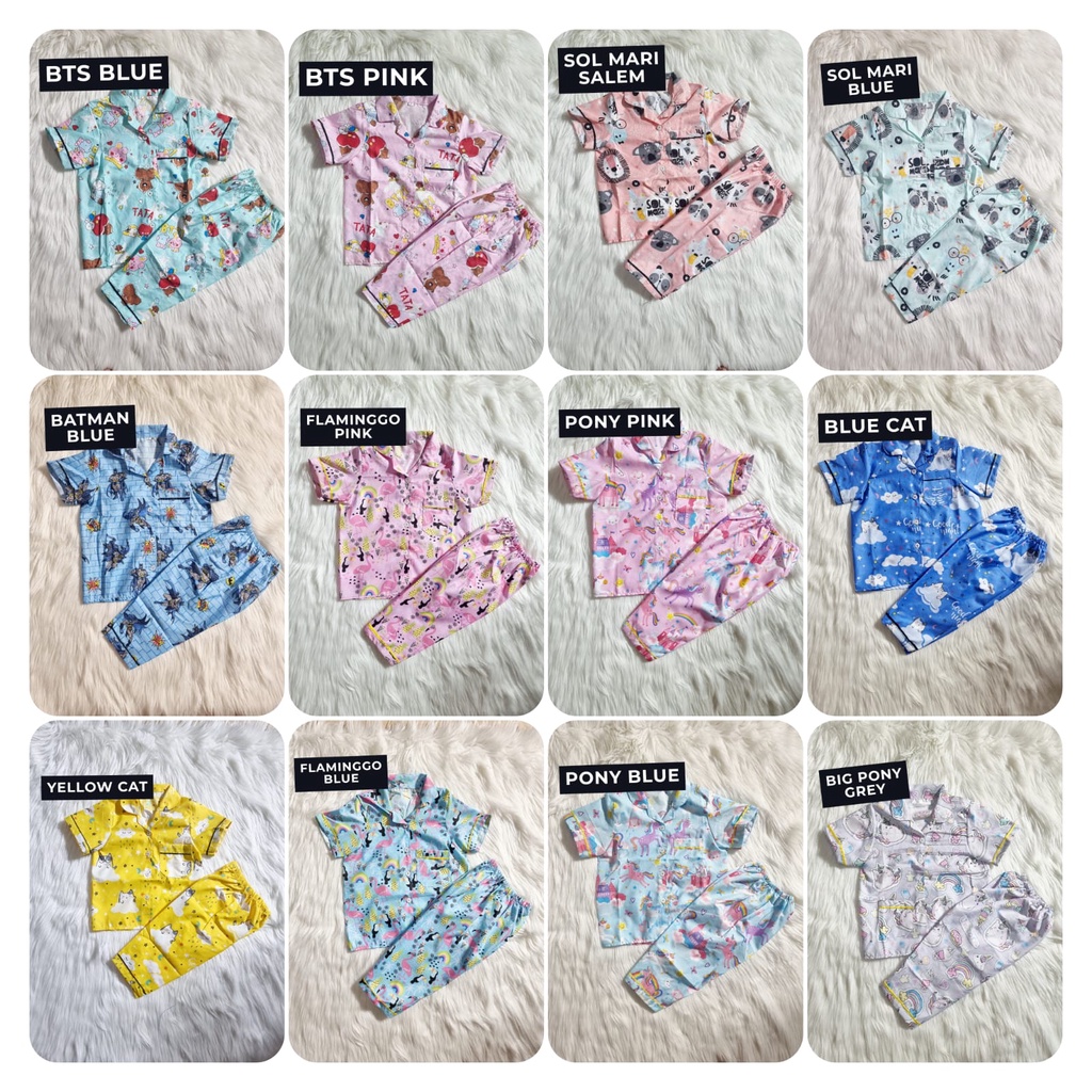 Paket Usaha Baju Tidur Piyama Anak Dapat 3 PCS 1-5 Tahun Motif Karakter Lucu Kekinian Murah