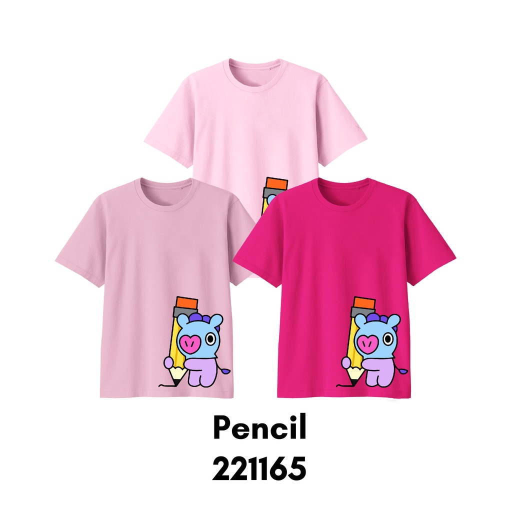 Kaos BT21 Bayi Anak Remaja Dewasa Cooky Evil &amp; Mang Pencil Series Bahan Katun Combed 30s