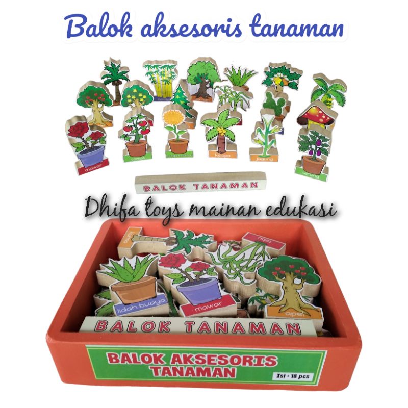 Balok Aksesoris Tanaman - Mainan Edukasi Kayu | Mainan Edukasi Alat Peraga Anak TK/Paud