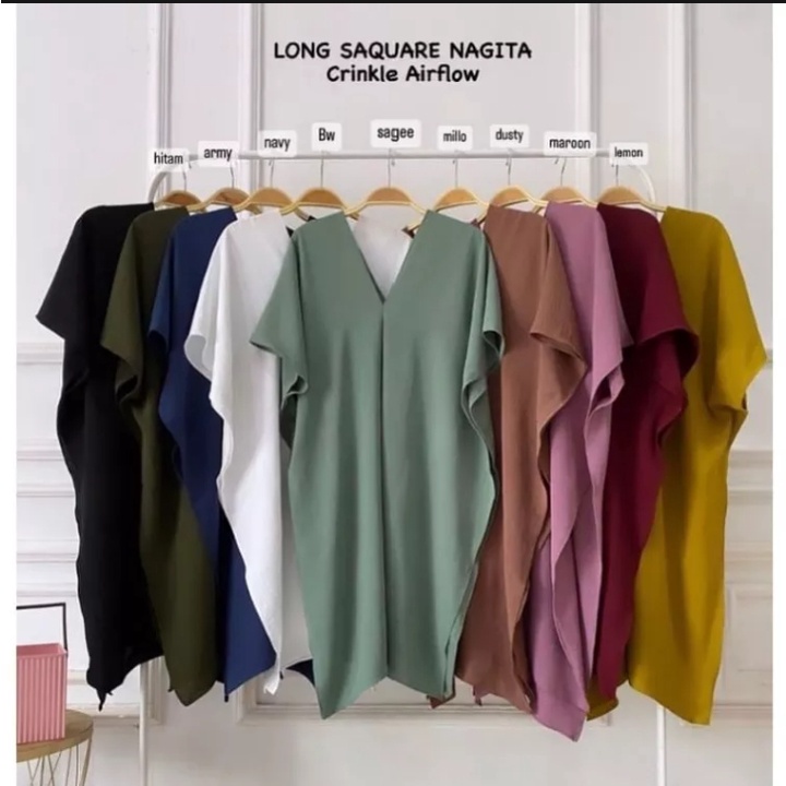 ATASAN WANITA LONG SQUARE NAGITA BLOUSE CRINCLE CRINKLE AIRFLOW PREMIUM