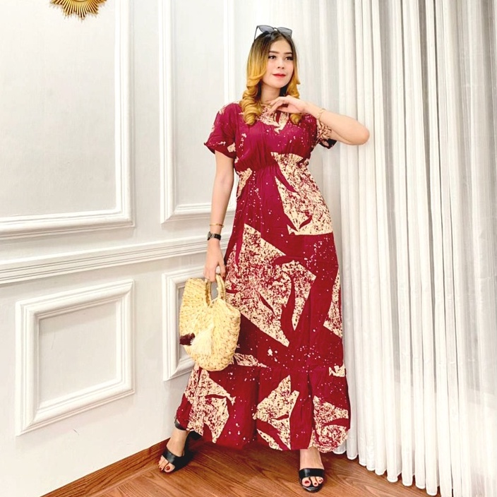 Samisha Dress Rayon Lengan Pendek Busui Wanita Fashion Kekinian Terbaru