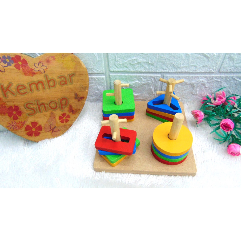 APE-PILAR-GEO MENARA Geometri Putar 4 Pilar APE Indoor ALAT PERAGA TK PAUD Mainan Edukasi