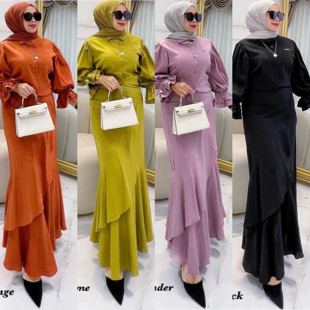 Lauda setelan rok remaja one set crinkle terbaru stelan muslimah terbaru