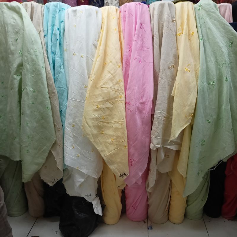 Bahan Kain Katun Linen Bordir