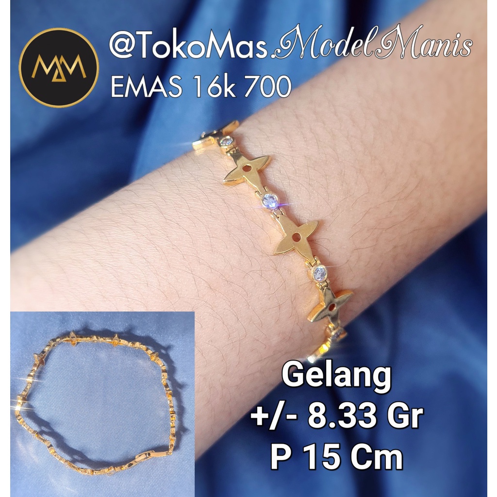 Gelang bunga VL emas kuning 700 kadar 16k