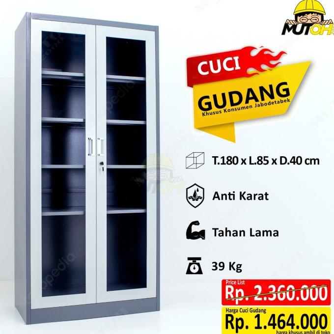 

BEST SELLER LEMARI ARSIP LEMARI BESI FILLING CABINET - PINTU KACA SWING TARIK ORIGINAL