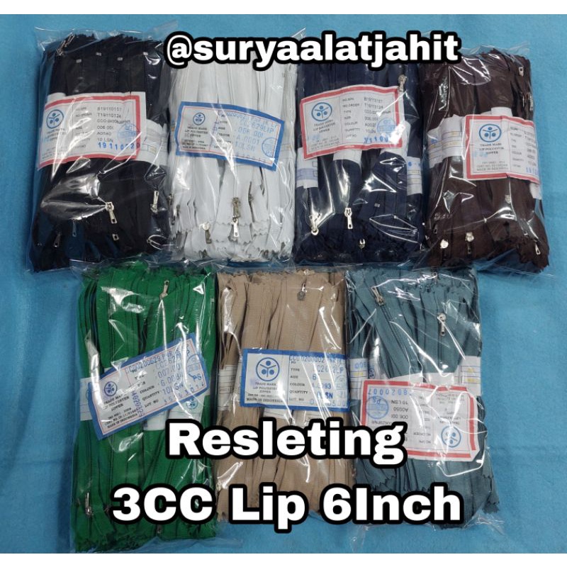Resleting nylon Lip 6in/15cm 1pak@10lusin =rp.49.000/10lsn