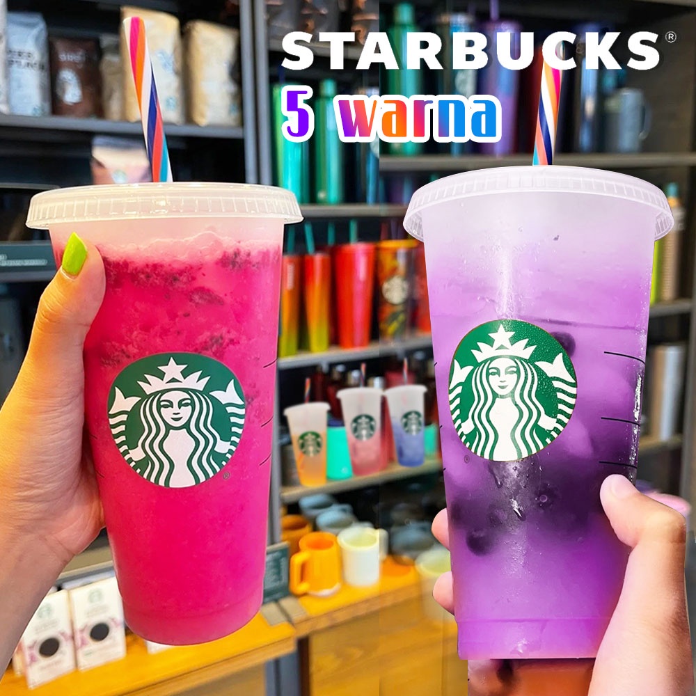 Starbucks Tumbler Berubah Warna Colour Transparan Cup Reusable Cup Color Changing Cups