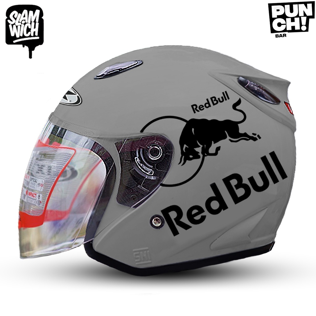 Helm Half Face INK CENTRO KW SNI / RED BULL PUTIH Untuk Pria Dan Wanita Dewasa COD