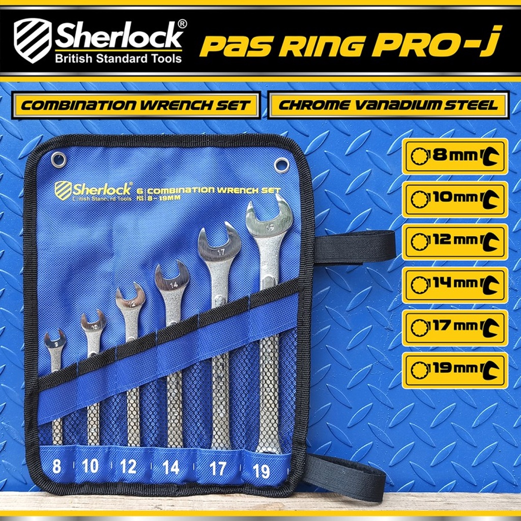 Kunci Pas Ring 6 pcs per set (size: 8 - 19 mm ) Sherlock Pro-J series