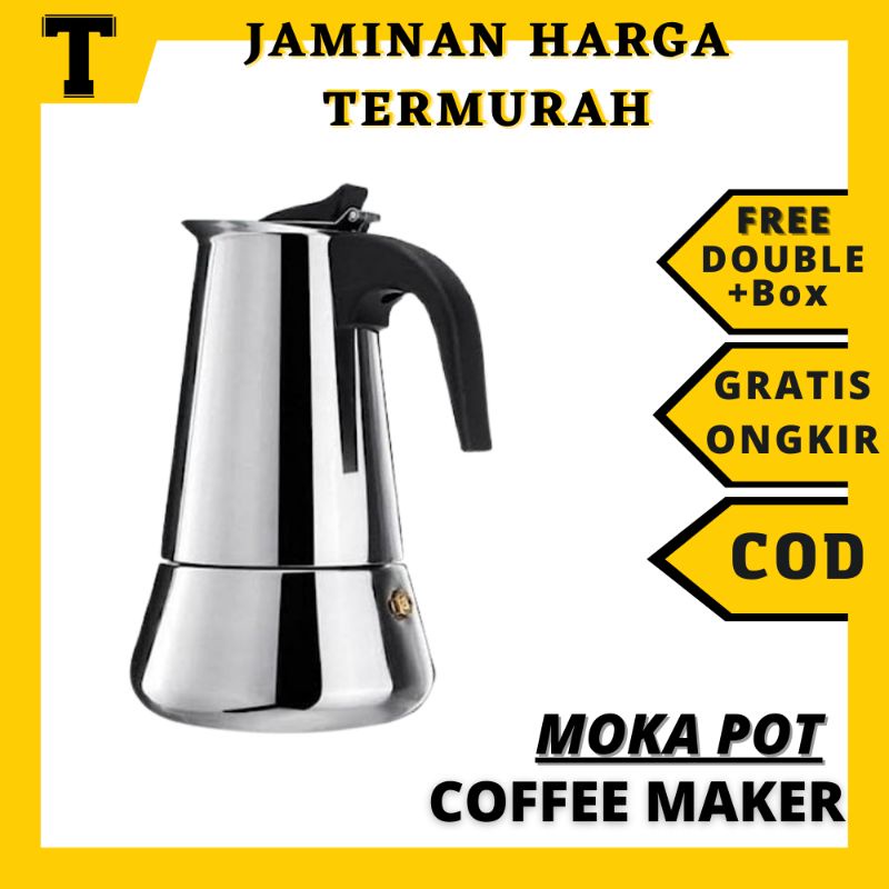 300ml Teko Kopi Moka Pot Stainless Espresso Coffee Maker untuk 6 Alat/Mesin Pembuat Kopi Espresso Ma