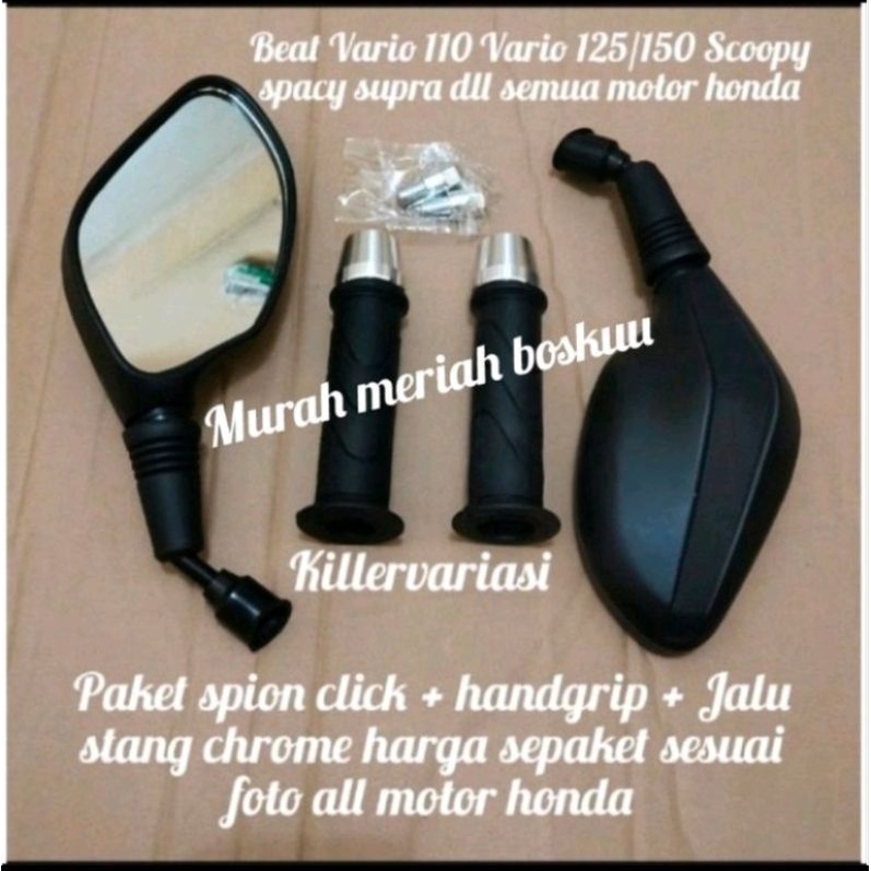 paket spion click + tutup radiator Vario 125/150 adv pcx + handgrip + Jalu stang chrome harga sepaket Vario 125 Vario 150 adv pcx