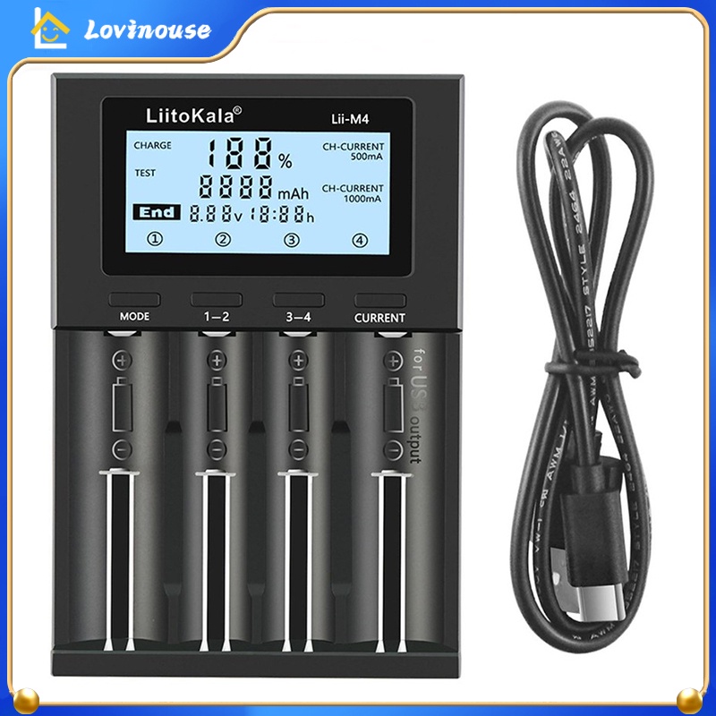 LIITOKALA LII-M4 4 Slot 2261h Charger Baterai Dengan Layar LCD Untuk 18650 26650 14500 AA AAA Lithium NiMH OKK