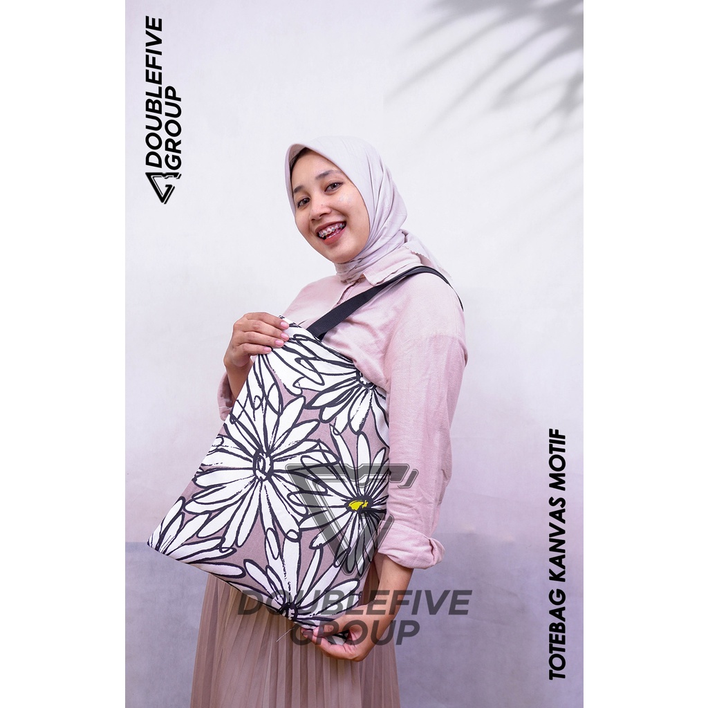 TOTE BAG WANITA TOTEBAG PRIA CANVAS MOTIF GOOD QUALITY WITH RESLETING