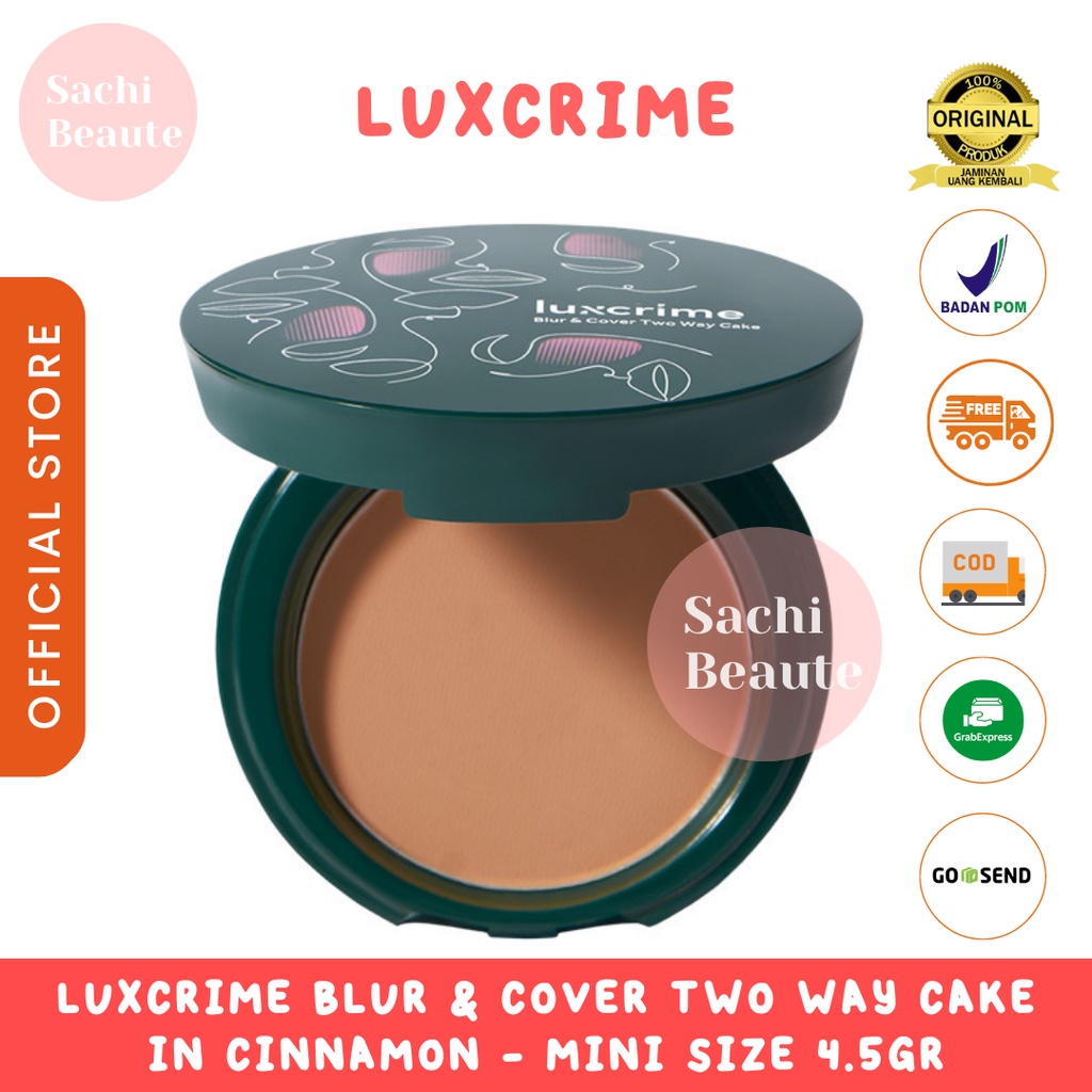 Luxcrime Blur &amp; Cover Two Way Cake in Cinnamon Menghaluskan Wajah - Mini Size 4,5gr